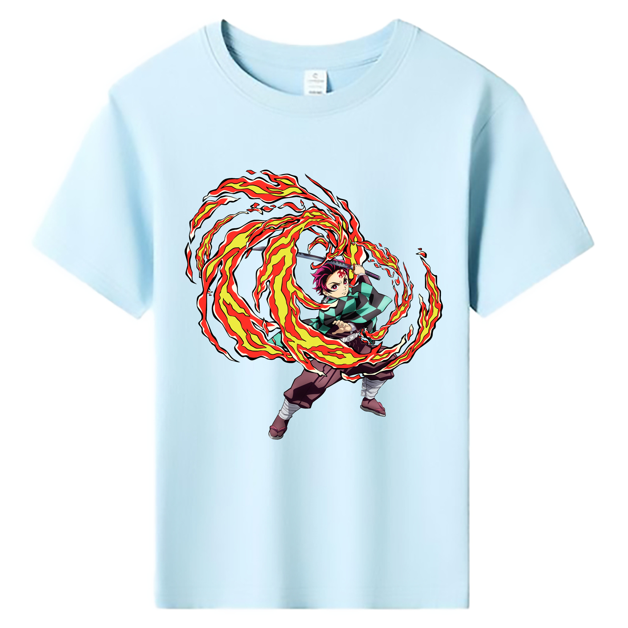 （画像用） 鬼滅の刃 竈門 炭治郎／かまど たんじろう Kamado Tanjirou 綿100％キッズTシャツ（フロントプリント）